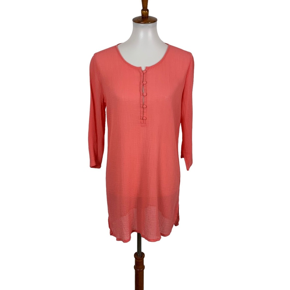 J Crew Small Red Tunic Top 3/4 Sleeve Minimalist Capsule Wardrobe Everyday Chic